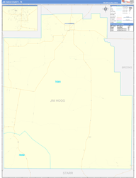 Jim Hogg County, TX Wall Map Zip Code Basic Style 2024